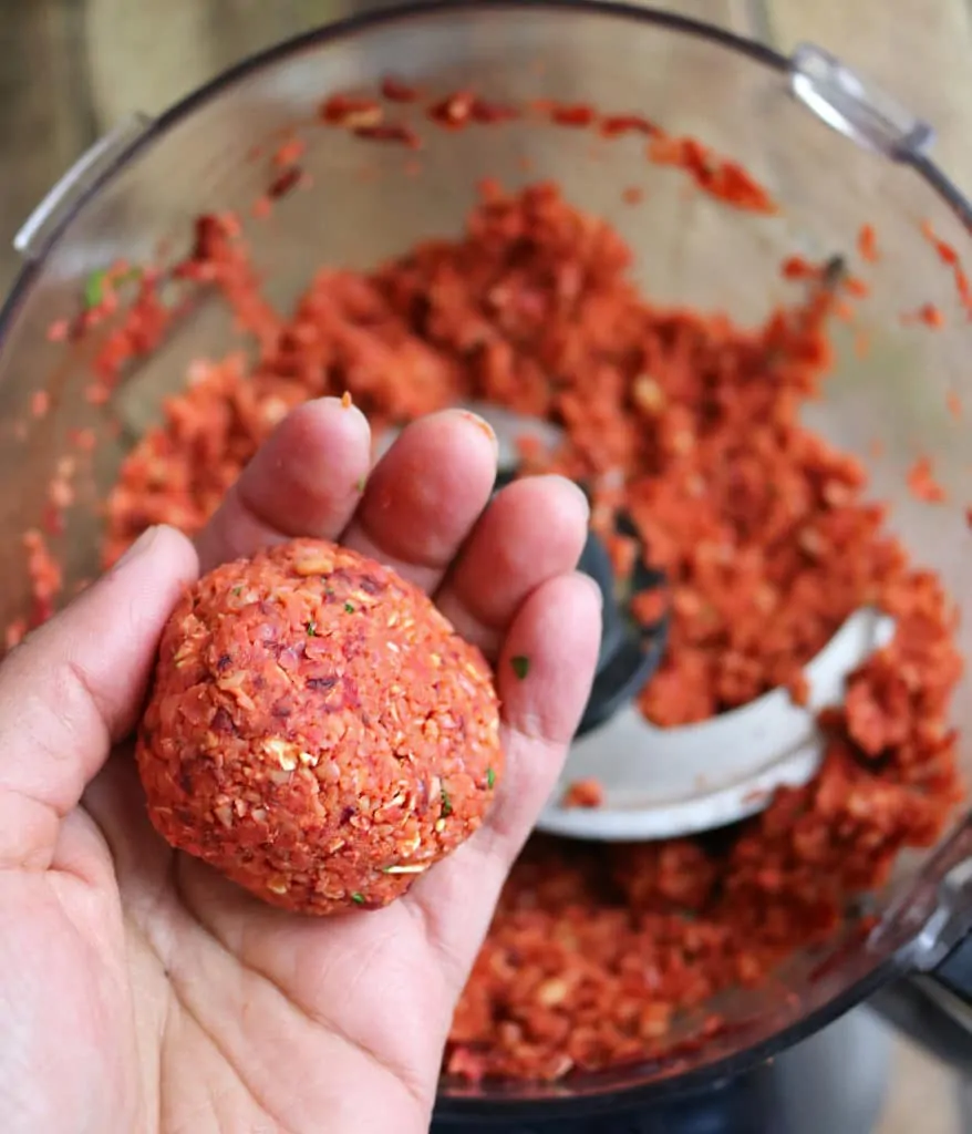 Gather Beet Burger Mix Into A Ball