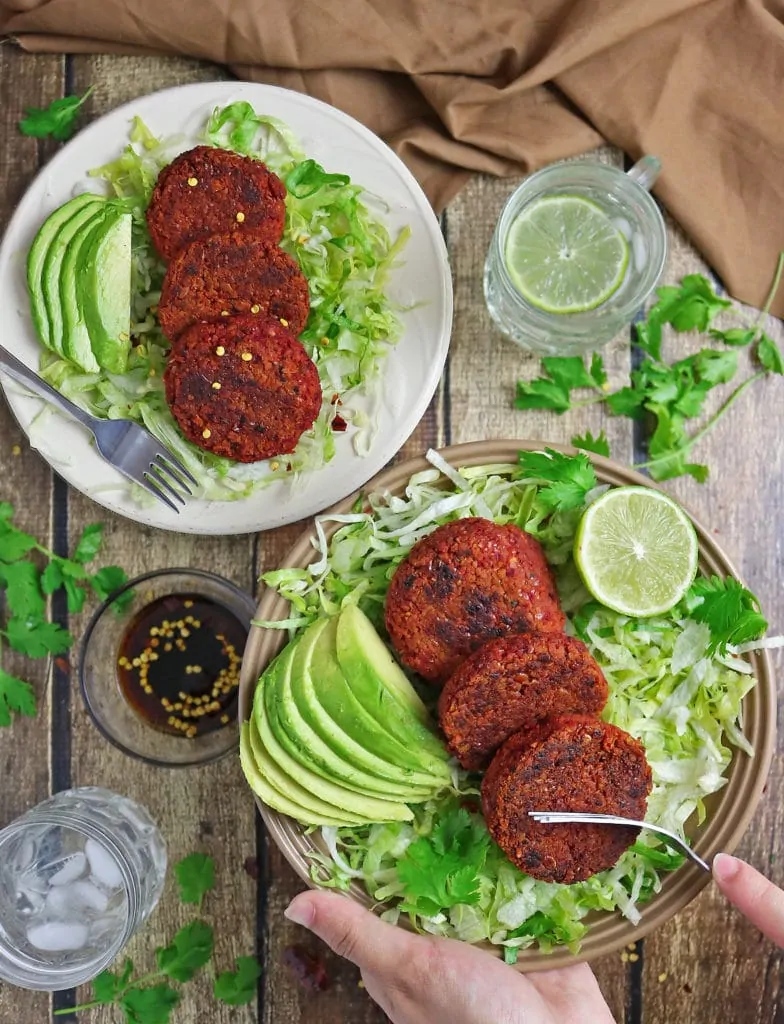 Easy Teriyaki Beet Bean Burgers