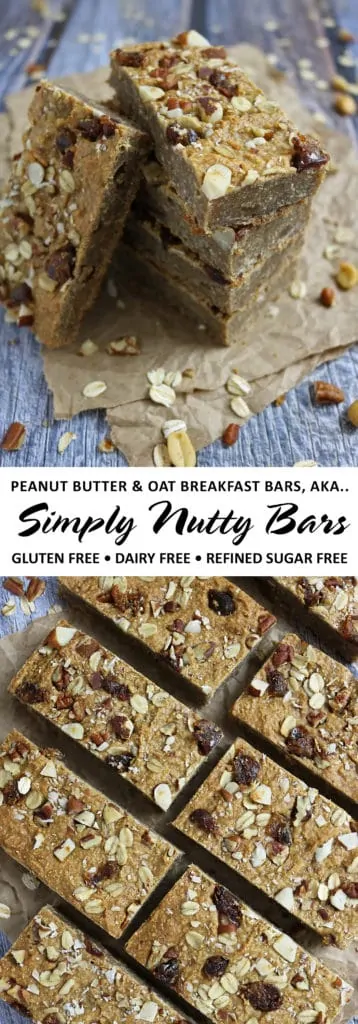 Peanut Butter Oat Breakfast Bars AKA Simply Nutty Bars - Gluten Free, Dairy Free and Refined Sugar Free