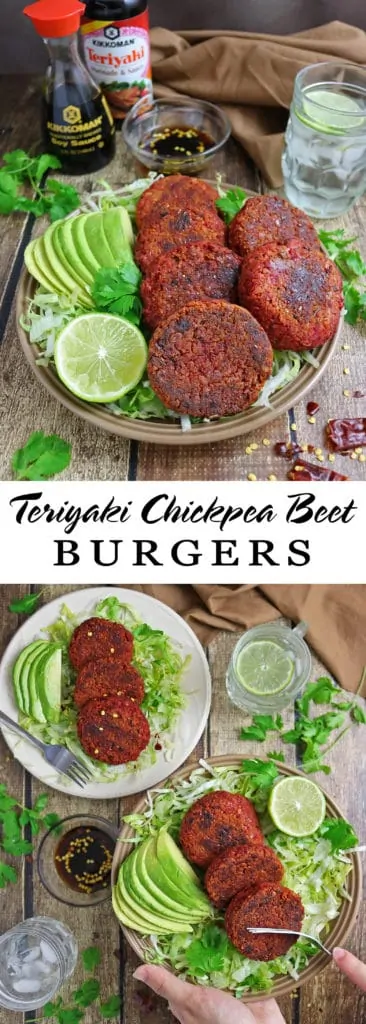 Teriyaki Chickpea Beet Burgers #KickinItWithKikkoman