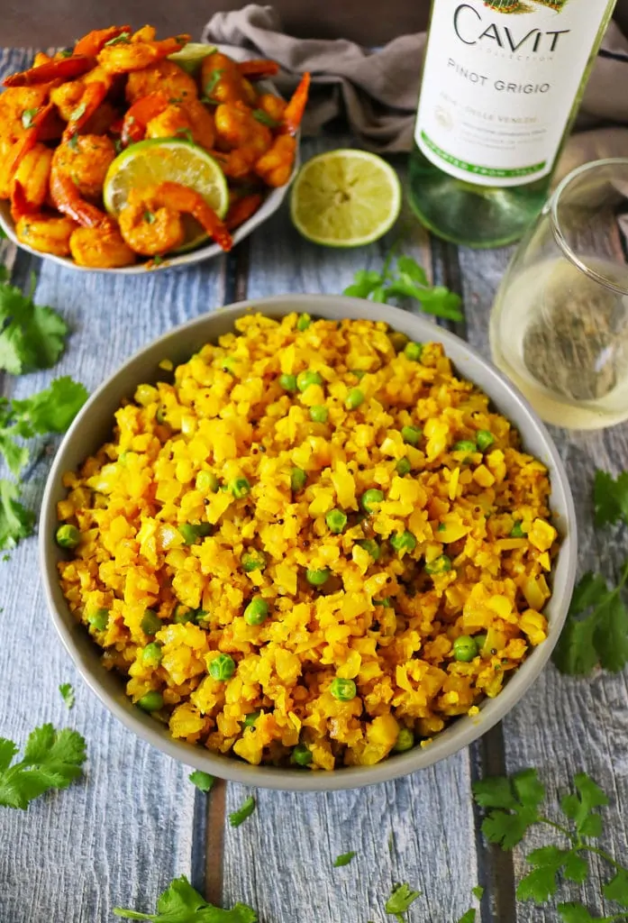 Turmeric Cauliflower Rice With Peas