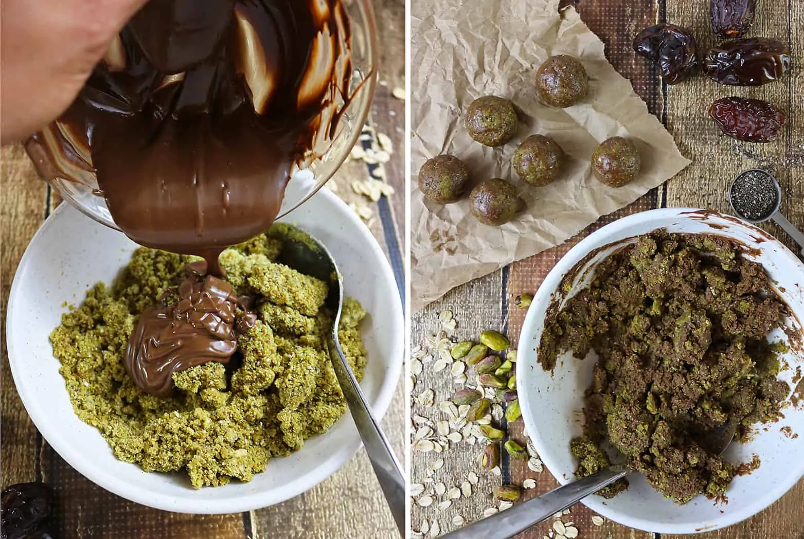 Pistachio Chocolate Bites Preparation - step 3 and step 4