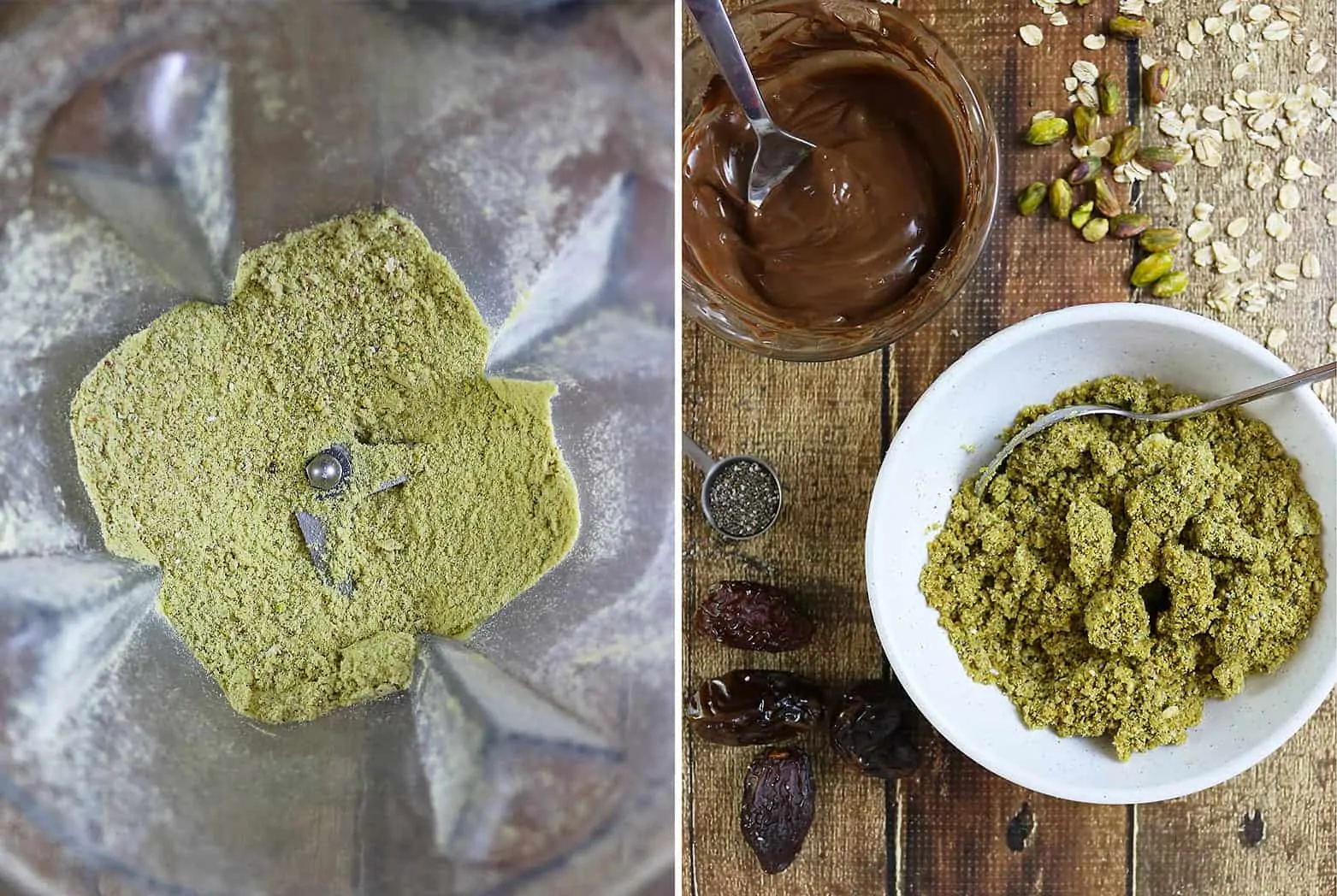 Pistachio Chocolate Bites Preparation - step 1 and step 2