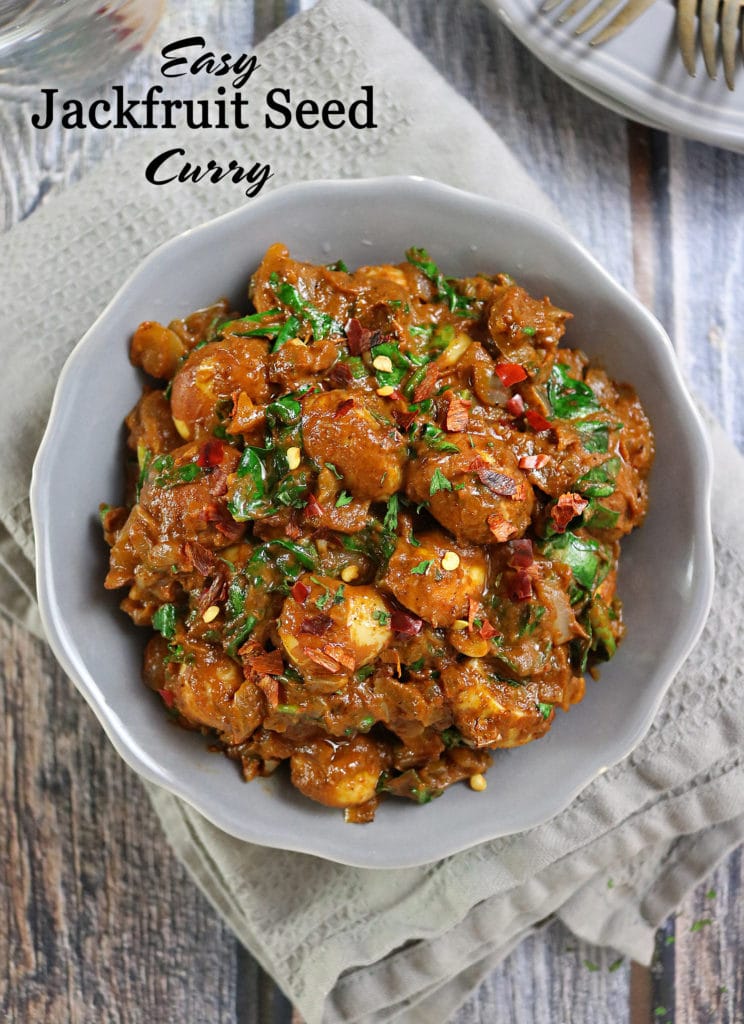 Hearty Jackfruit Seed Spinach Curry