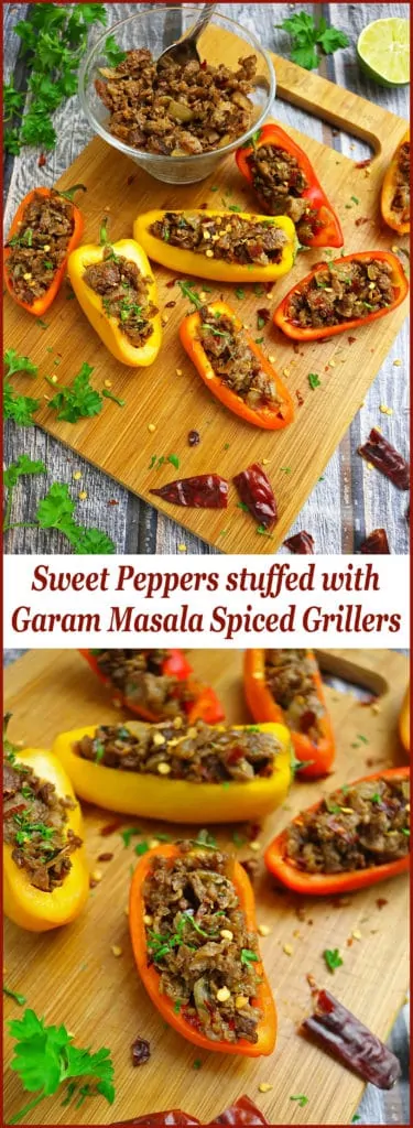 Sweet Peppers Stuffed With Garam Masala Spiced Vegetarian Grillers