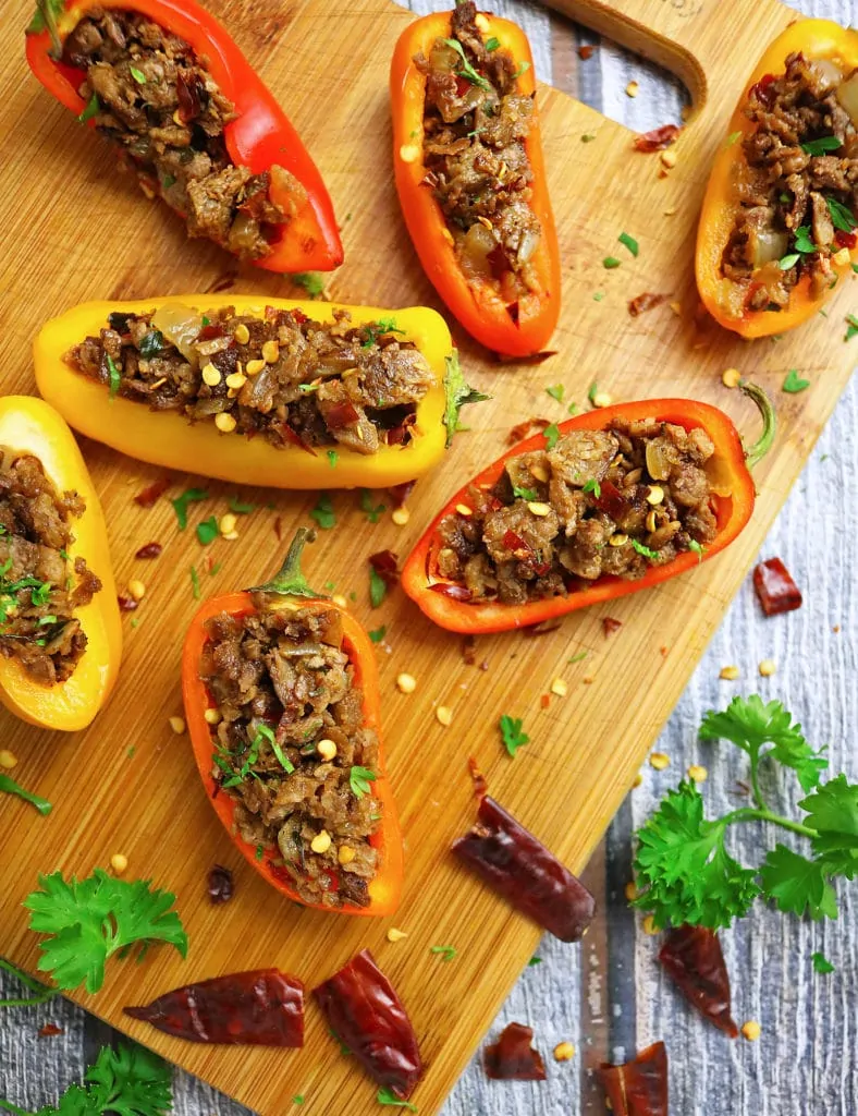 Stuffed Sweet Peppers with Garam Masala Spiced Grillers