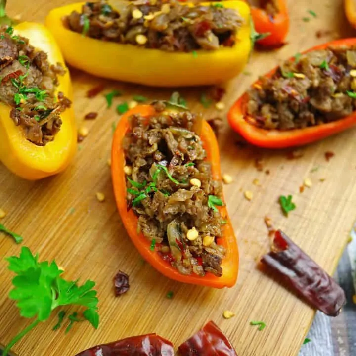 Sweet Peppers Stuffed With Spiced Grillers