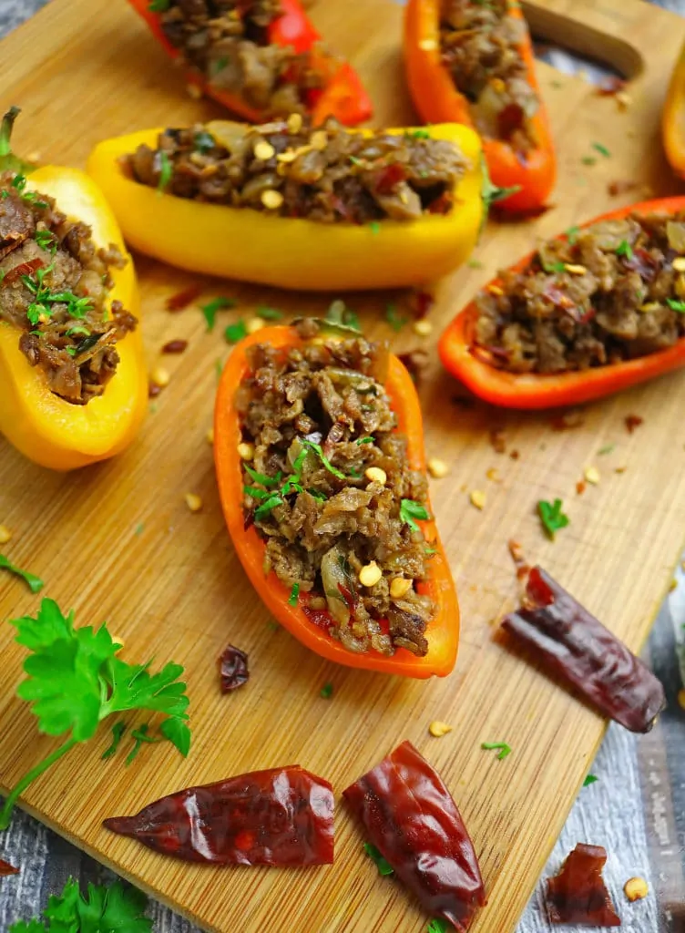 Spicy Vegetarian Grillers Stuffed Sweet Peppers