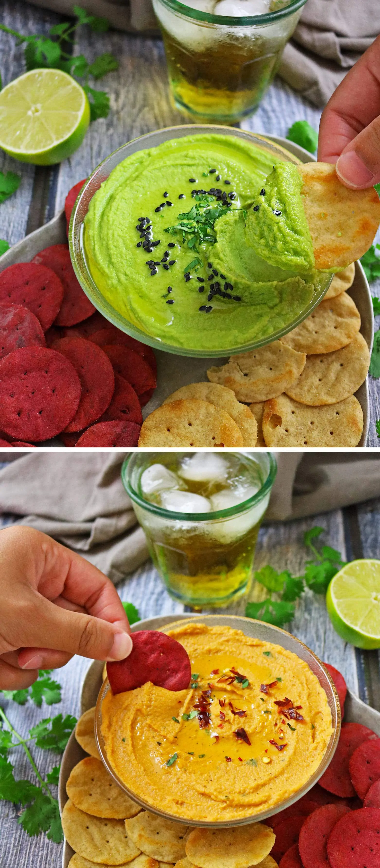 Green Goddess Hummus And Tomato Basil Hummus #TrySomeTHINGood