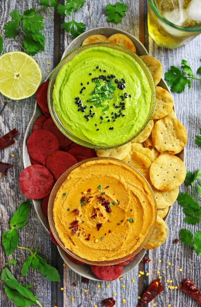 Green Goddess & Tomato Basil Hummus