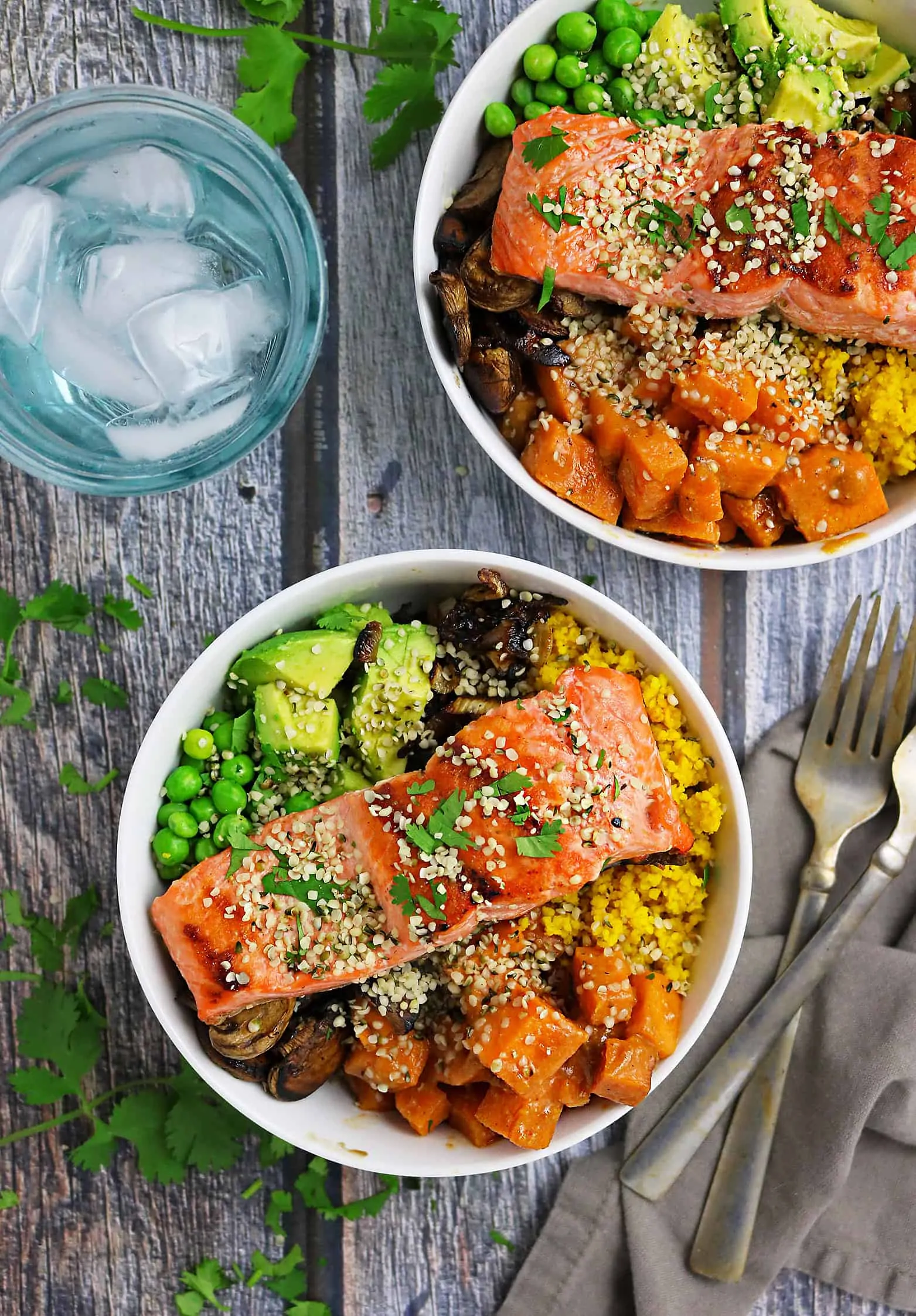 Spicy Sweet Miso Glazed Sweet Potato And Salmon Bowls