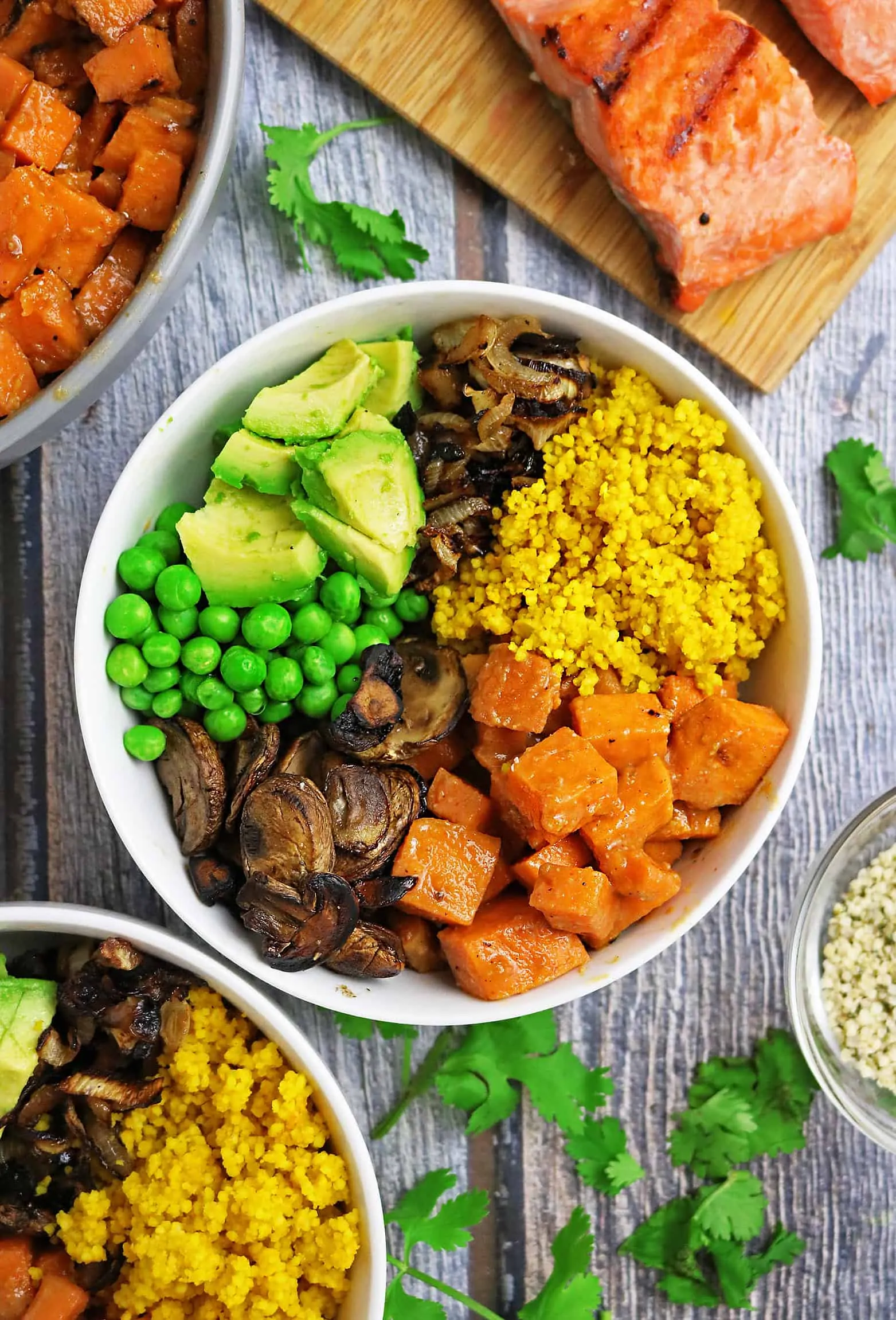 Spicy Sweet Miso Glazed Sweet Potato Salmon Bowl inspired by Ancient Grains Bowl From True Food Kitchen