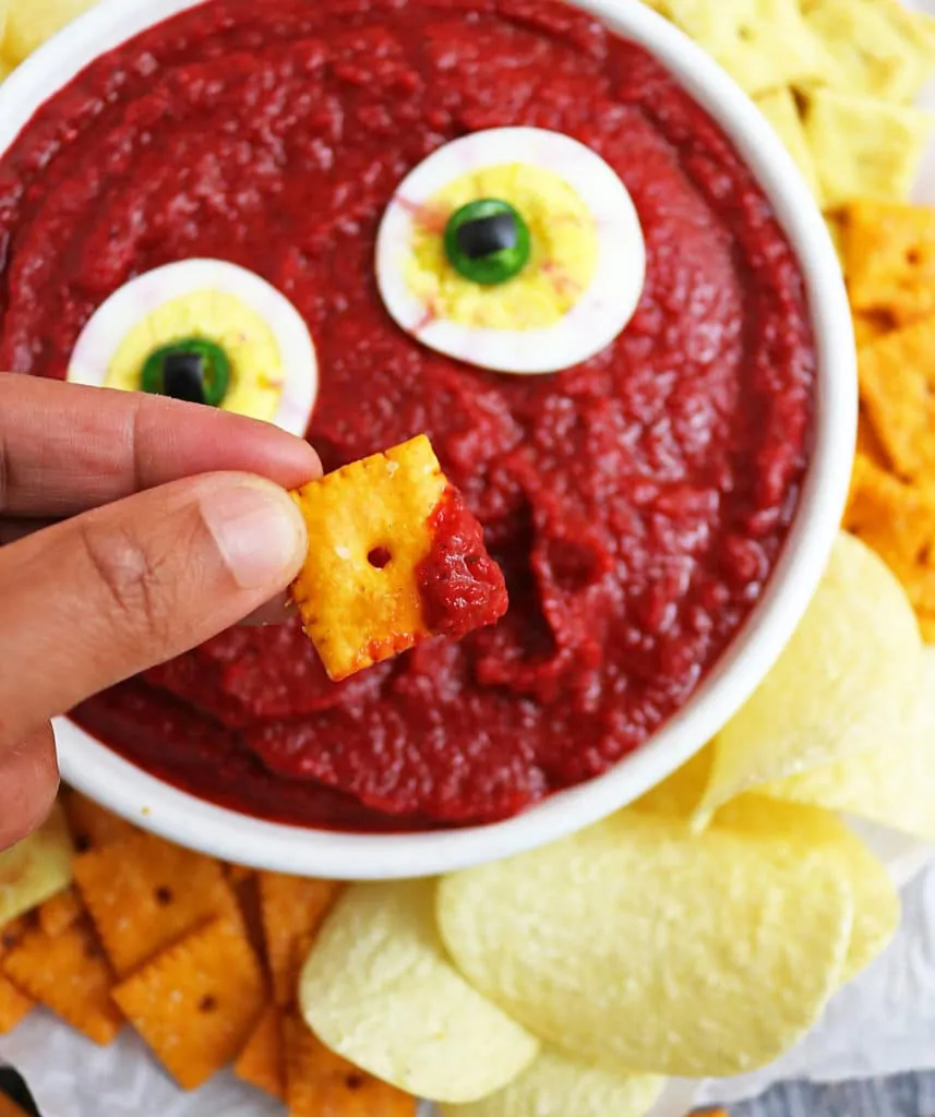 Bloody Mess Dip With Eyeballs