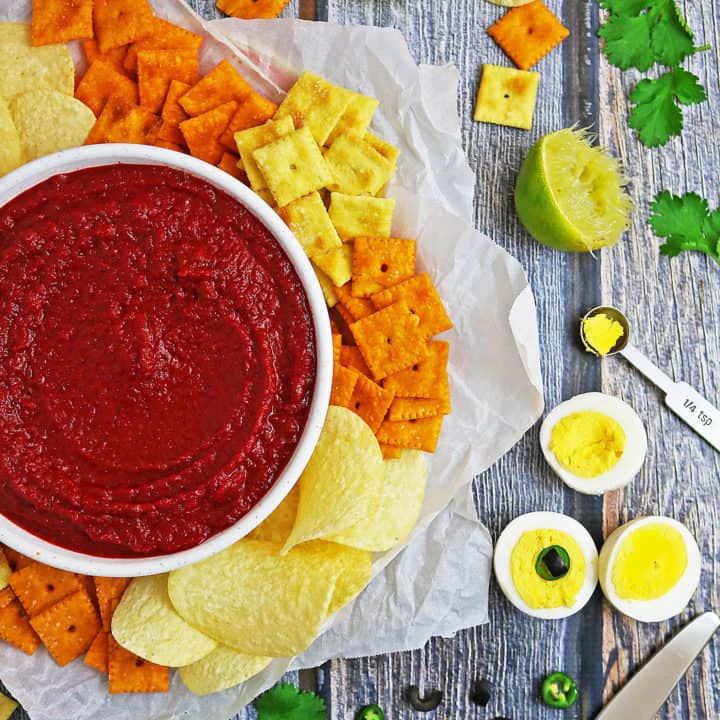 Bloody Mess Roasted Red Pepper Beet Dip With Eyeballs