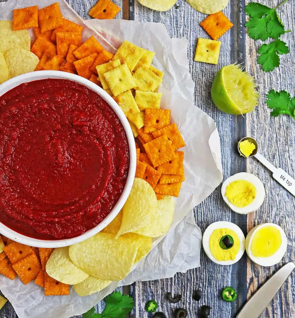 Bloody Mess Roasted Red Pepper Beet Dip With Eyeballs