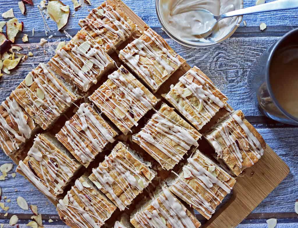 Gluten Free Apple Almond Bars With Caramel Drizzle