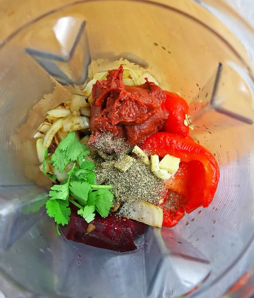 Roasted Red Pepper Beet Dip Prep