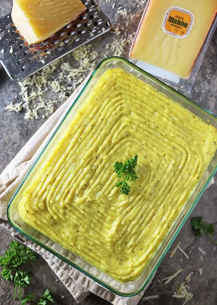 Baked Cheesy Mashed Turmeric Potatoes