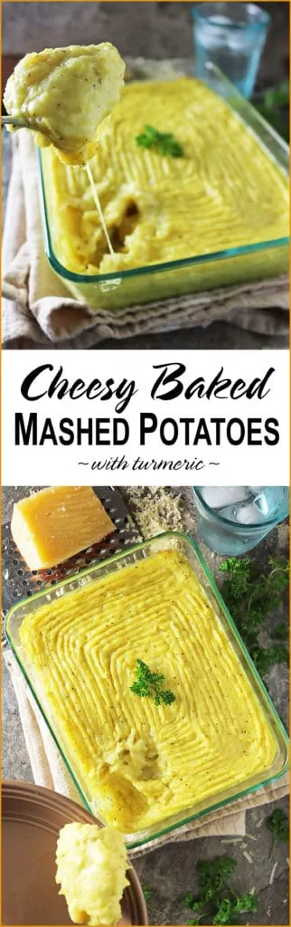 Easy Cheesy Baked Mashed Potatoes (with turmeric) - Savory Spin