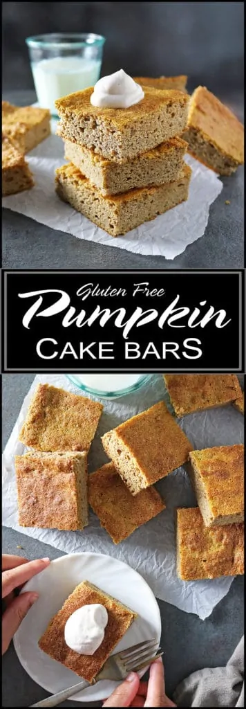 Easy, Gluten Free, Refined Sugar Free, Pumpkin Cake Bars