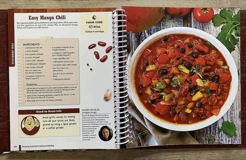 Shashi Charles's (owner of Savory Spin) Mango chili in Seriously good chili cookbook
