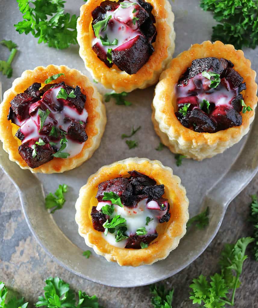 Easy Beet Goat Cheese Puff Pastry Stacks
