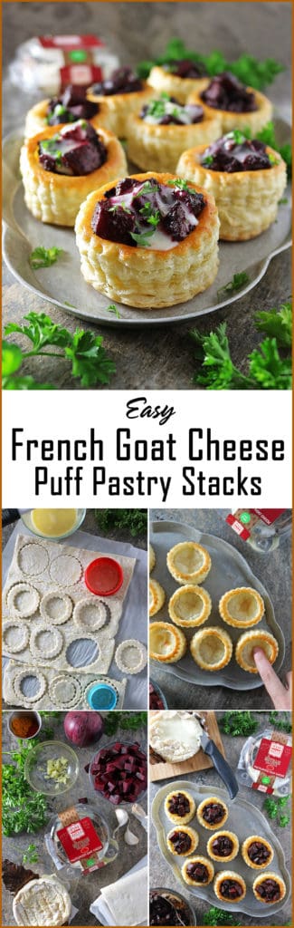 Easy French Goat Cheese Puff Pastry Stacks with Beetroot