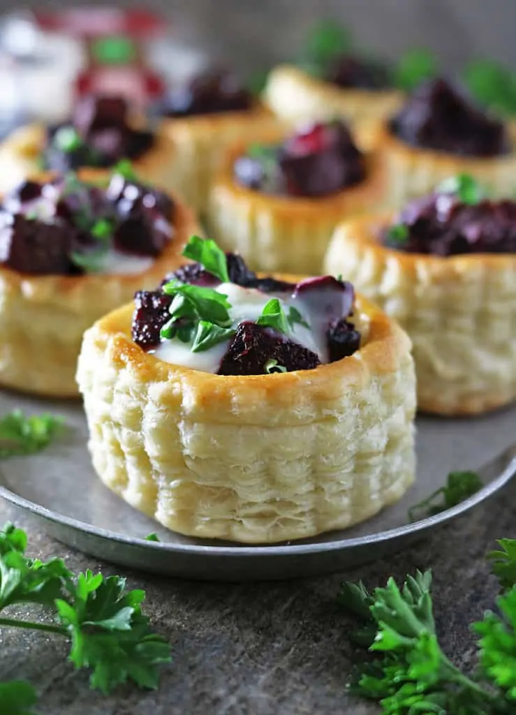 Easy Goat Cheese Beetroot Puff Pastry Stacks