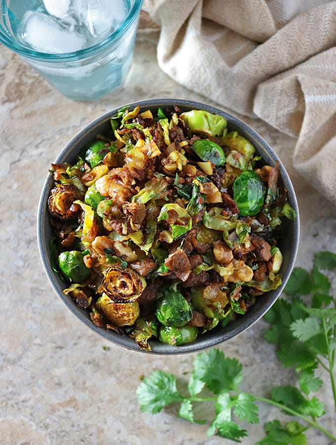 Hearty Sauteed Brussels Sprouts 'N Crumbles - Christmas or Thanksgiving Appetizer or Healthier Side