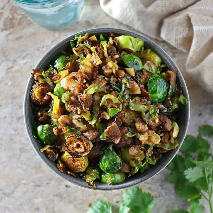 Hearty Sauteed Brussels Sprouts 'N Crumbles - Christmas or Thanksgiving Appetizer or Healthier Side