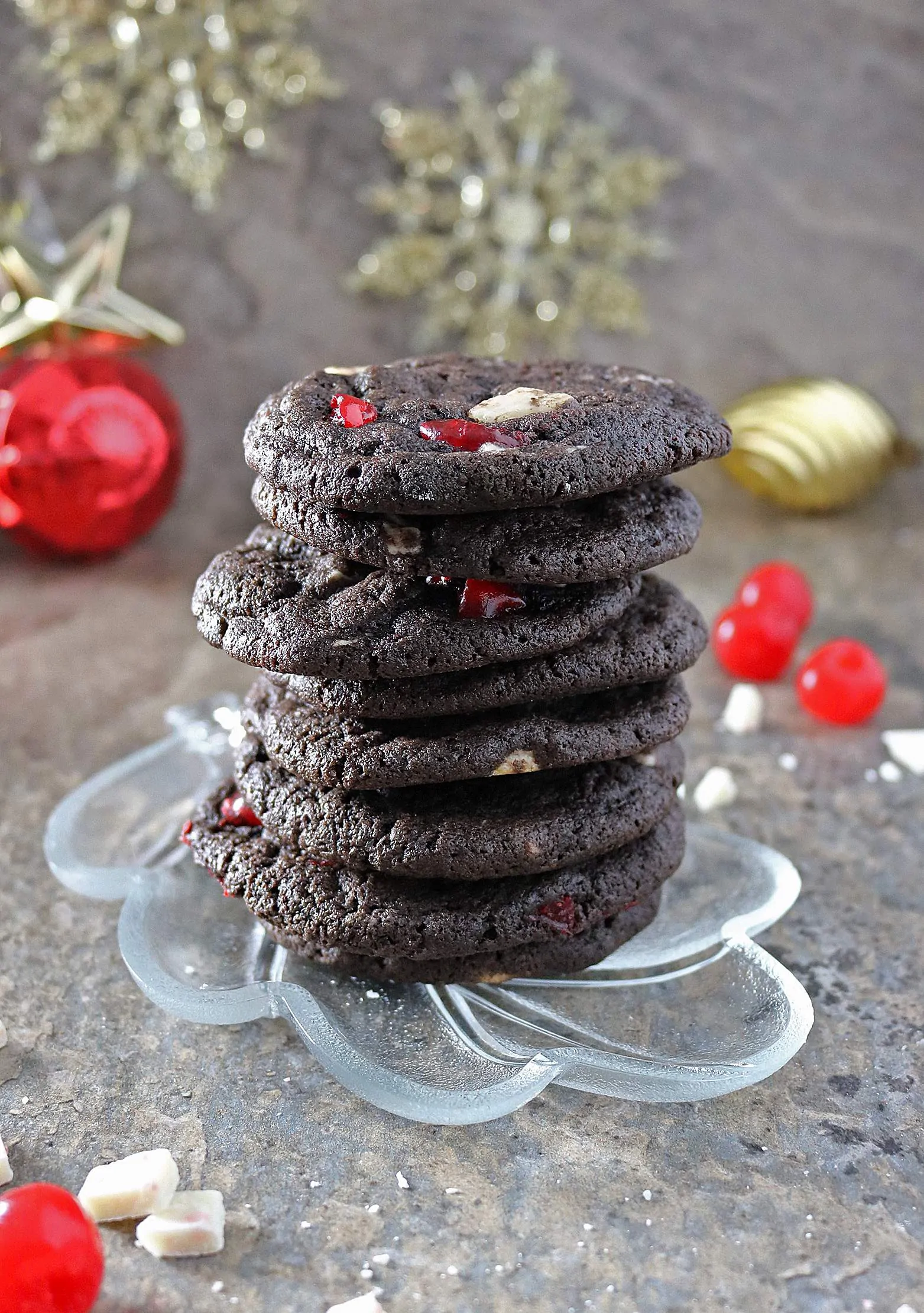 Chocolate Peppermint Cherry Cookies