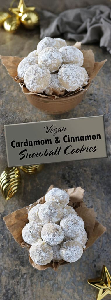 Easy Vegan Cardamom Cinnamon Snowball Cookies