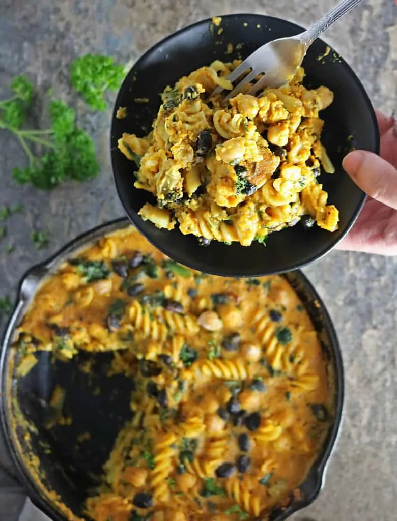 Easy Creamy Butternut Squash Bean Veggie Pasta Bake