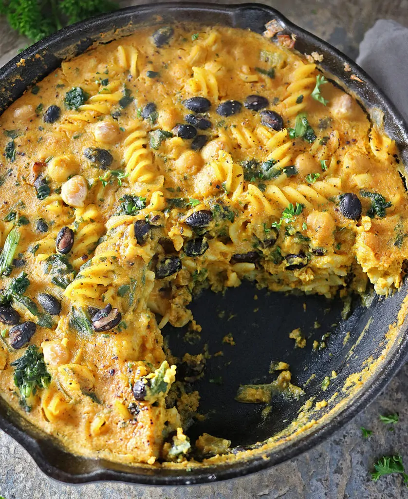 Heart Healthy Bean & Veggie Pasta Bake with Creamed Butternut Squash