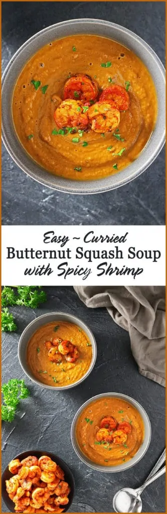 Easy Curried Butternut Squash Soup With Spicy Shrimp