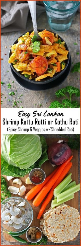 Easy Shrimp Kothu Roti (A Sri Lankan Recipe)