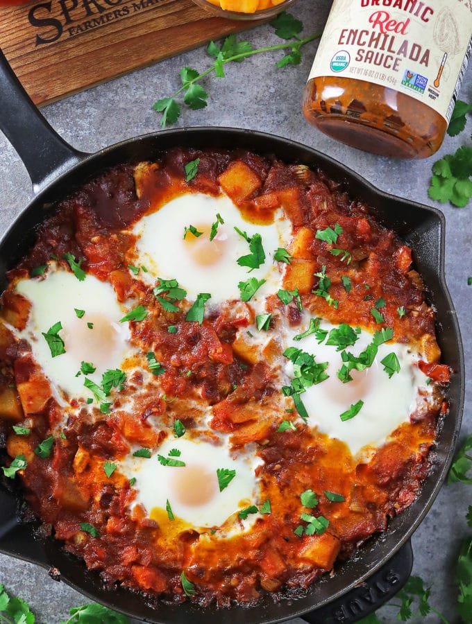 Butternut Squash Enchilada Shakshuka With Sprouts Red Enchilada Sauce