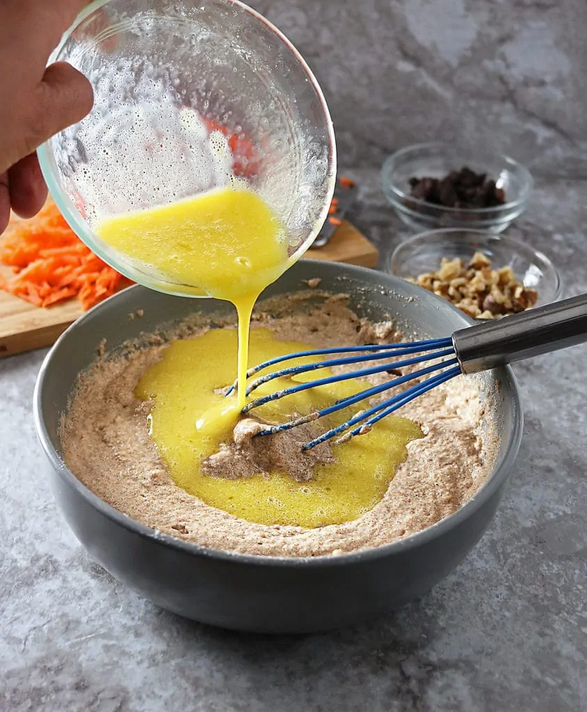 Carrot Cake Waffles Mixing Ingredients