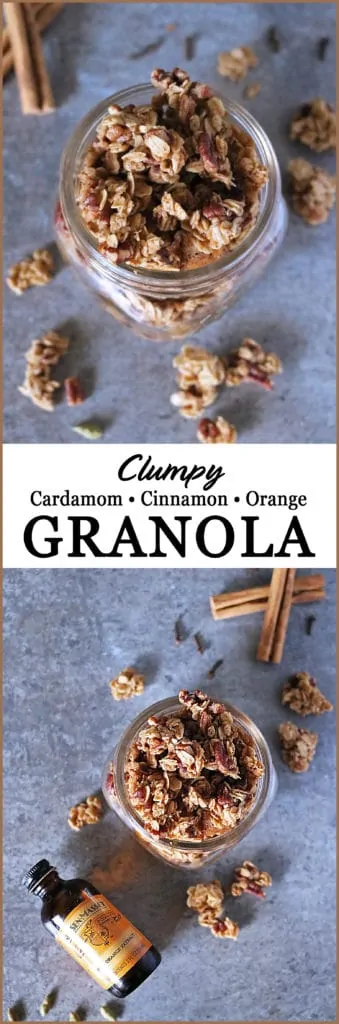Clumpy Cinnamon Cardamom Orange Granola #mvcon18 #NielsenMassey @mediavine @NielsenMassey