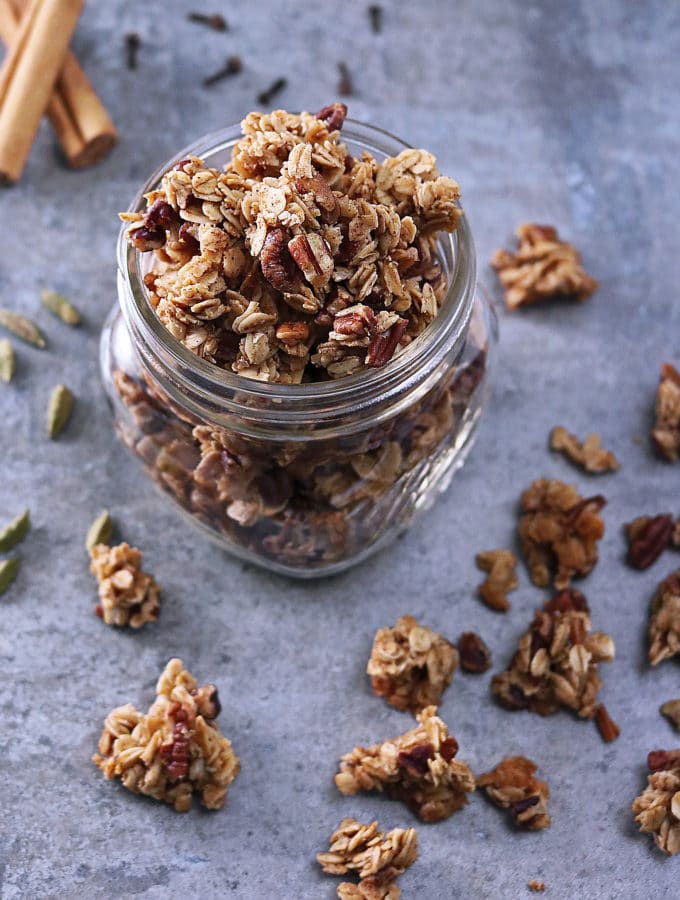 Delicious Clumpy Cinnamon Cardamom Orange Granola