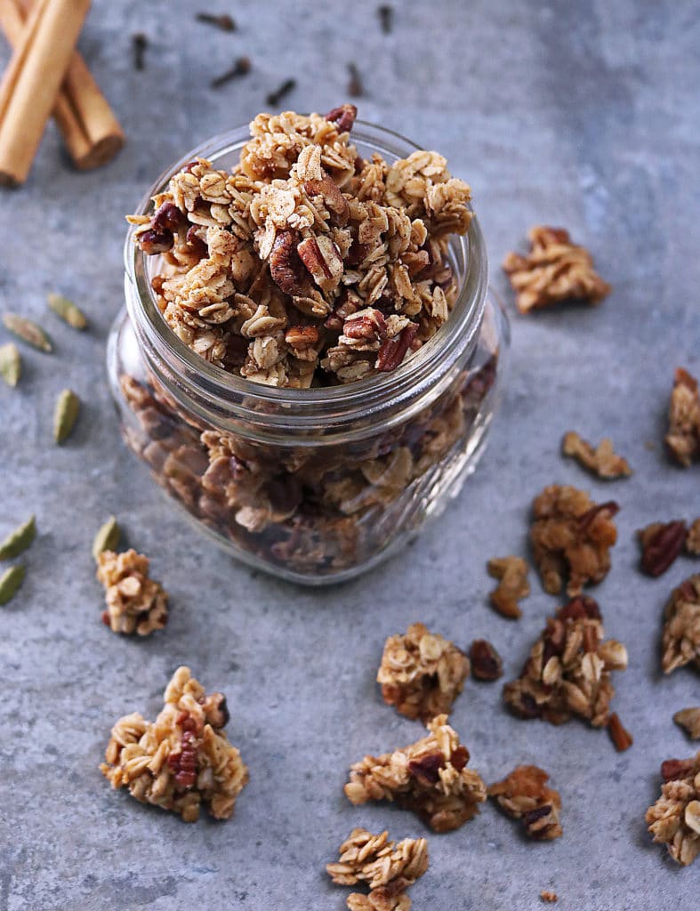 Delicious Clumpy Cinnamon Cardamom Orange Granola