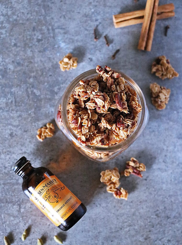 Clumpy Cinnamon Cardamom Orange Granola