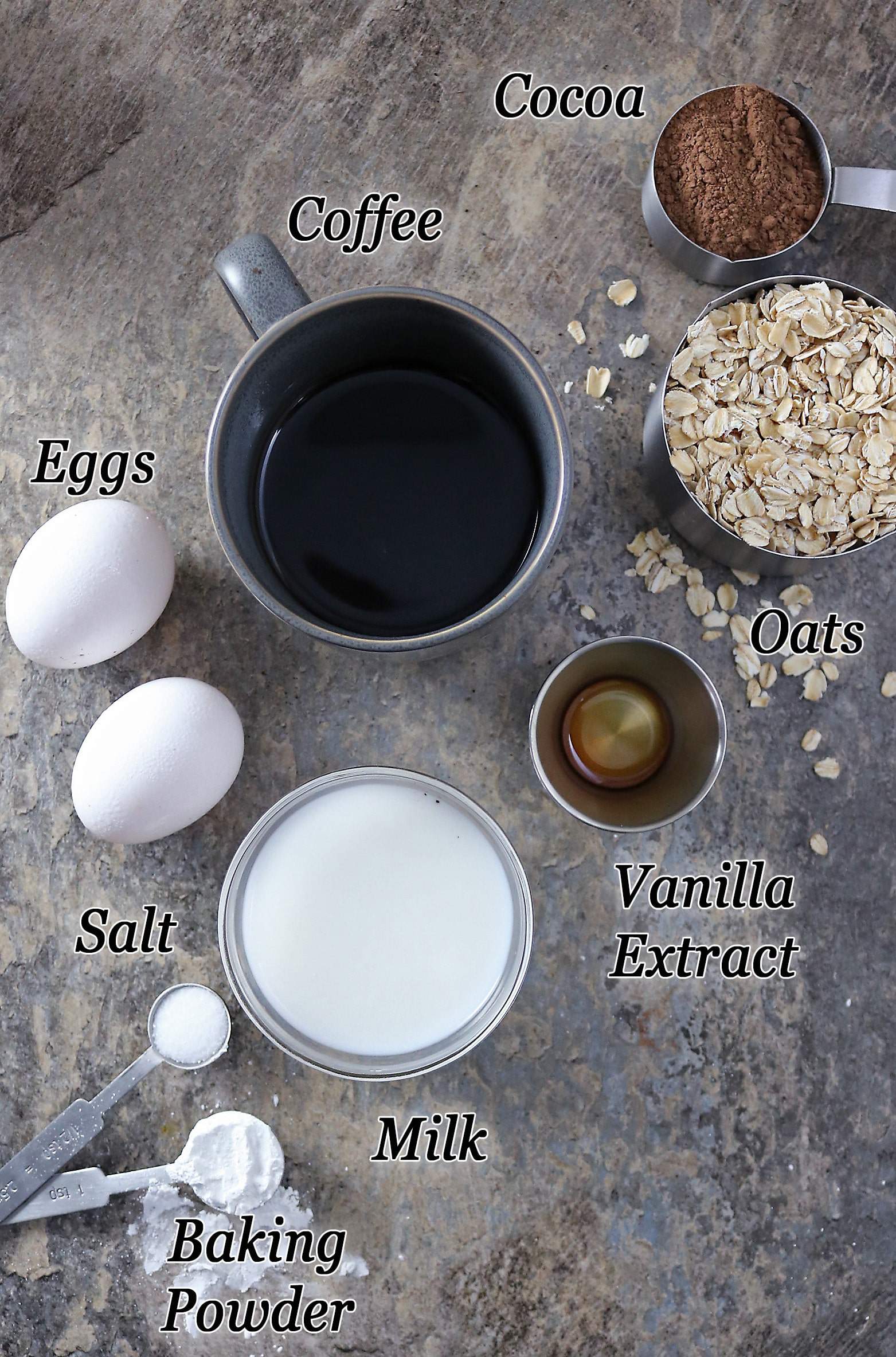 Ingredients to make Chocolate (Mocha) Pancakes