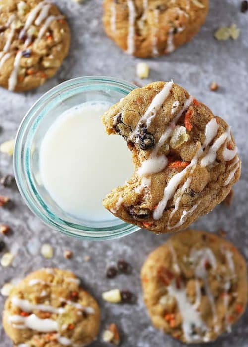 Carrot Cake Cookies with Cream Cheese Drizzle