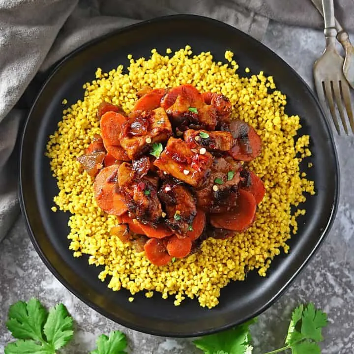 Easy Sweet Spicy Pork Carrots And Turmeric-Millet