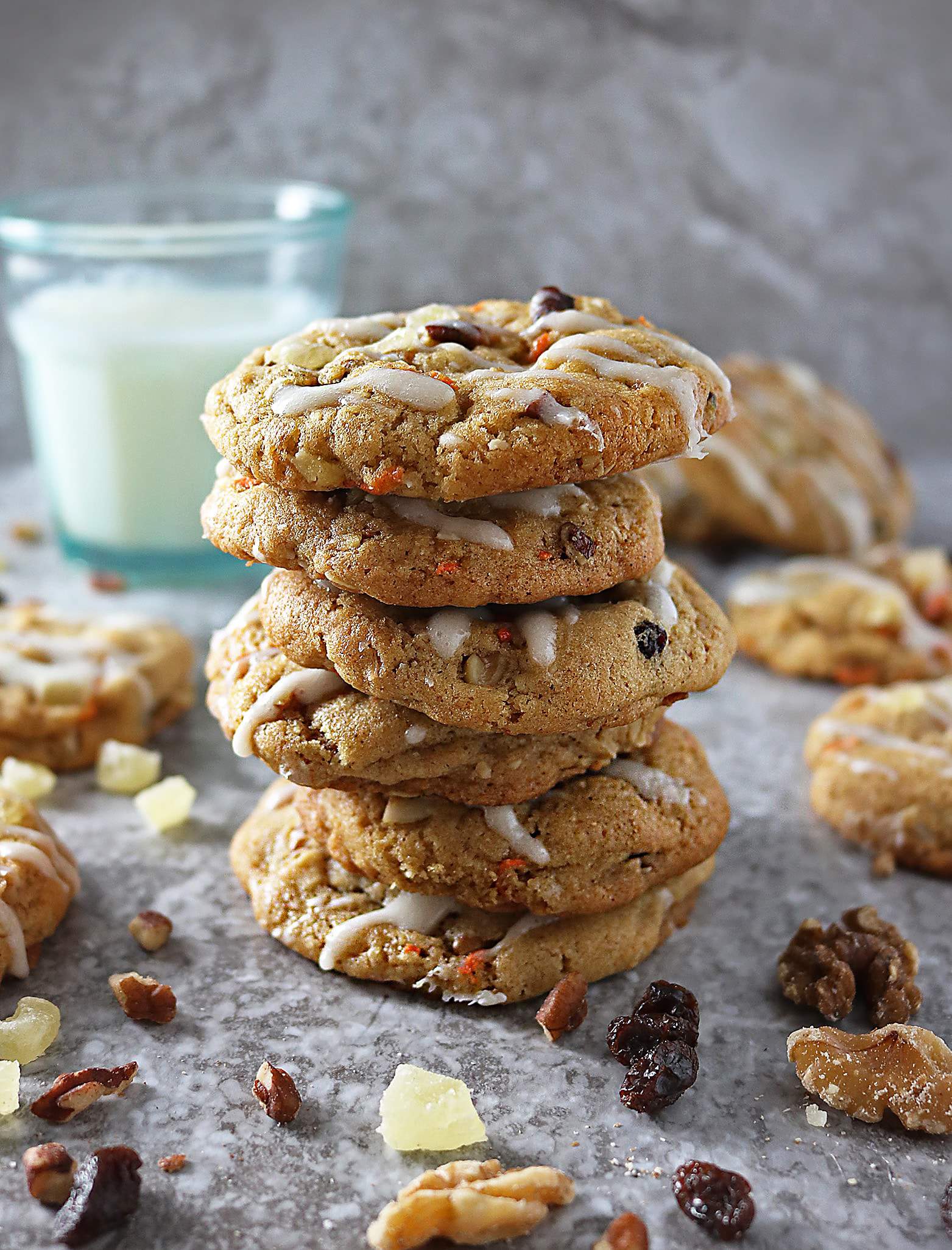 Carrot Cake Cookies with Cream Cheese Drizzle - Savory Spin