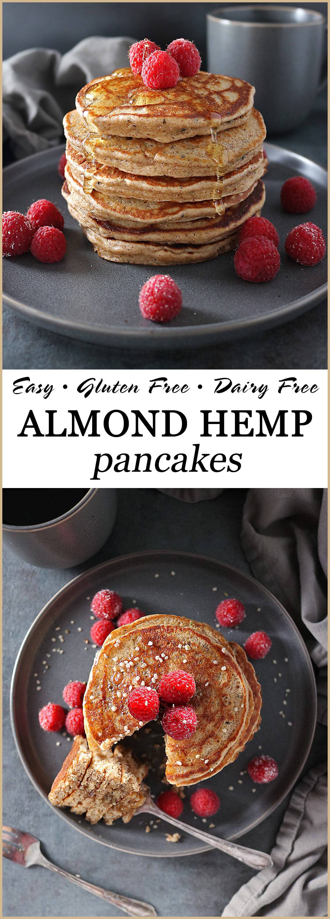 Easy, Gluten Free, Dairy Free, Almond Hemp Pancakes.