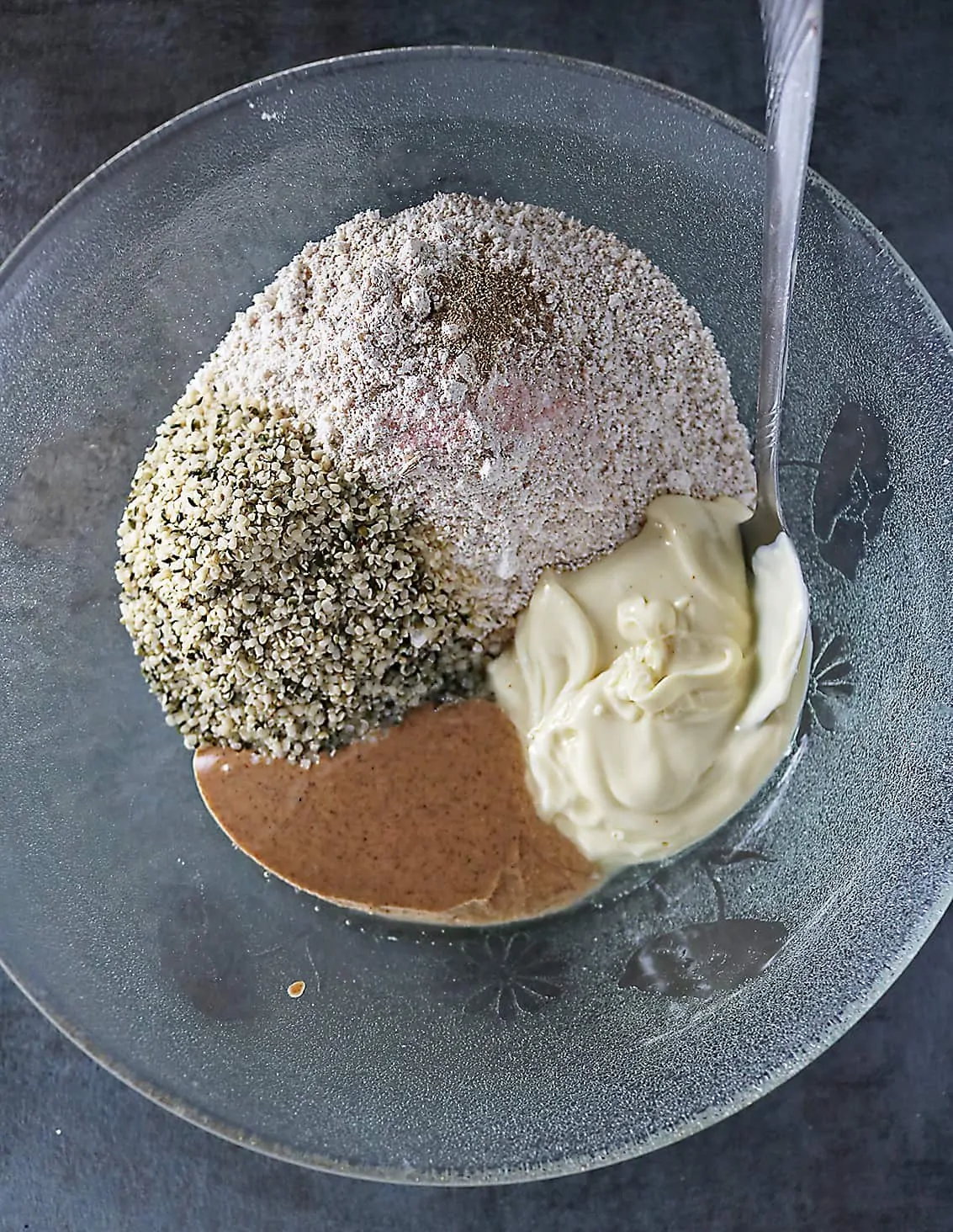 Overhead view of ingredients to make No Bake White Chocolate Almond Bites