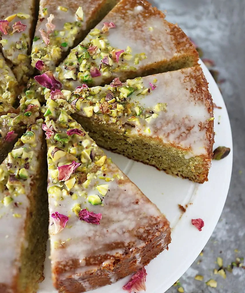 Pistachio Rose Semolina Cake Recipe - Savory Spin