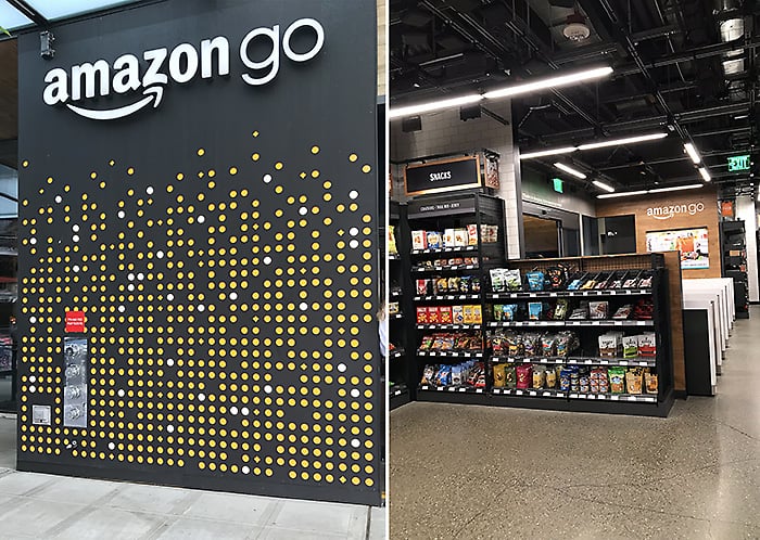 Exterior and Interior of Amazon GO in Seattle